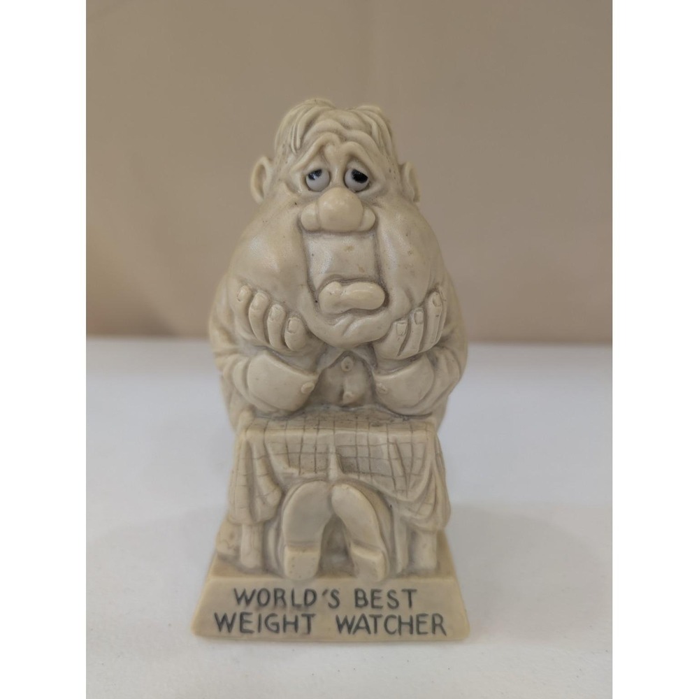 Vintage Russ Berrie 1974 "World's Best Weight Watcher" Figurine #9110 USA Resin - Picture 1 of 6